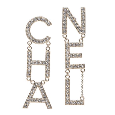 rectangular earrings with the name chanel spelled out in diamonds|chanel earrings authenticity.